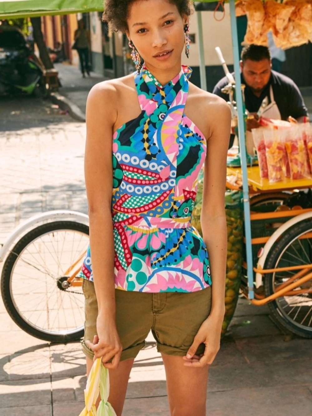 NWT! J. Crew Peplum Halter Top in Ratti Kaleidoscope Floral. L7876, Size XS